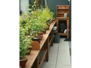 Pflanztisch Fichte braun lasiert geölt 140x51x90 / Regaltisch 80x51x90/140